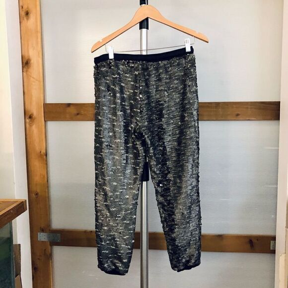 Sz S- Free People Morelia High-Rise Sequin Jogger Pants in Grey & Black - Picture 5 of 9